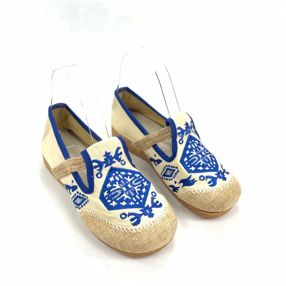 Asian Embroidered Design Kids Size 6 Blue Cream
